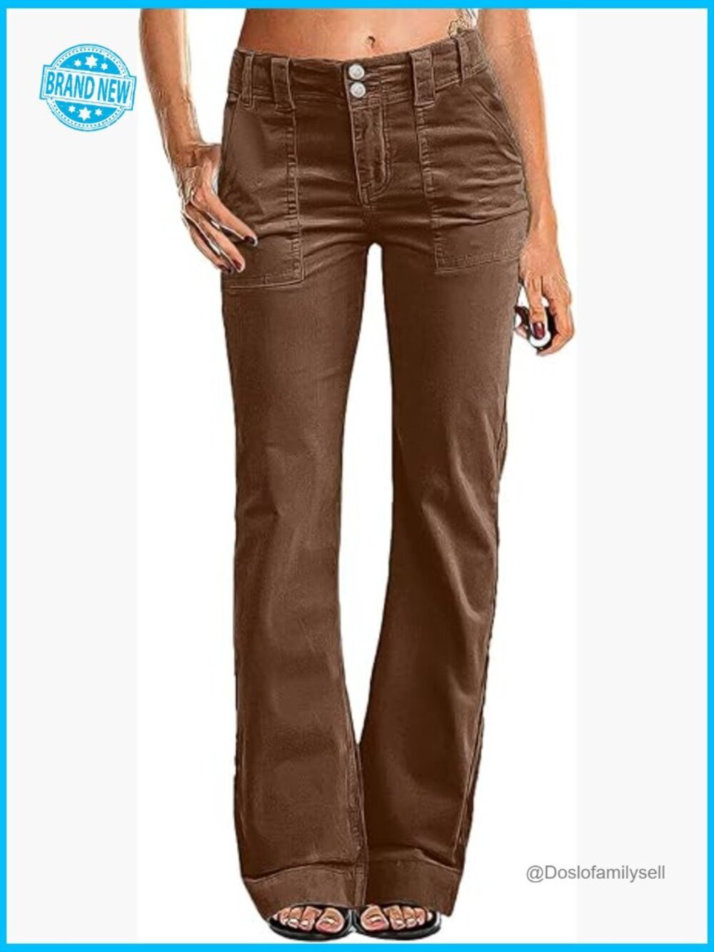 Wide Leg Corduroy Pants Mid Waist Flare Straight Leg Work Trousers 31 Inseam